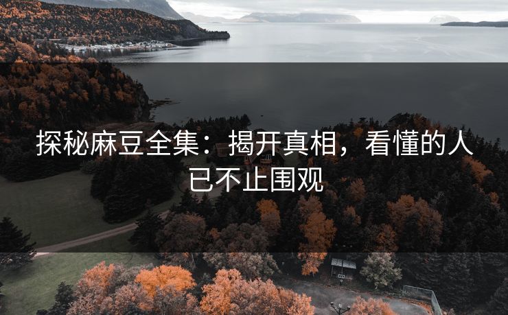 探秘麻豆全集：揭开真相，看懂的人已不止围观